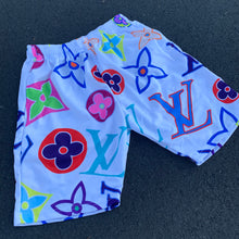 Load image into Gallery viewer, Psychedelic monogram shorts white