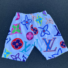 Load image into Gallery viewer, Psychedelic monogram shorts white