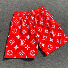 Load image into Gallery viewer, Red monogram shorts
