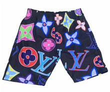 Load image into Gallery viewer, Psychedelic monogram shorts black