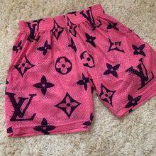 Load image into Gallery viewer, Pink monogram mesh shorts