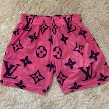 Load image into Gallery viewer, Pink monogram mesh shorts