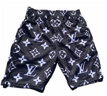 Load image into Gallery viewer, Black monogram shorts