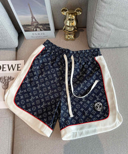 Monogram denim zip up summer set