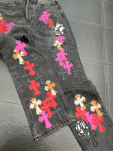 Load image into Gallery viewer, CH black denim red pink black crosses
