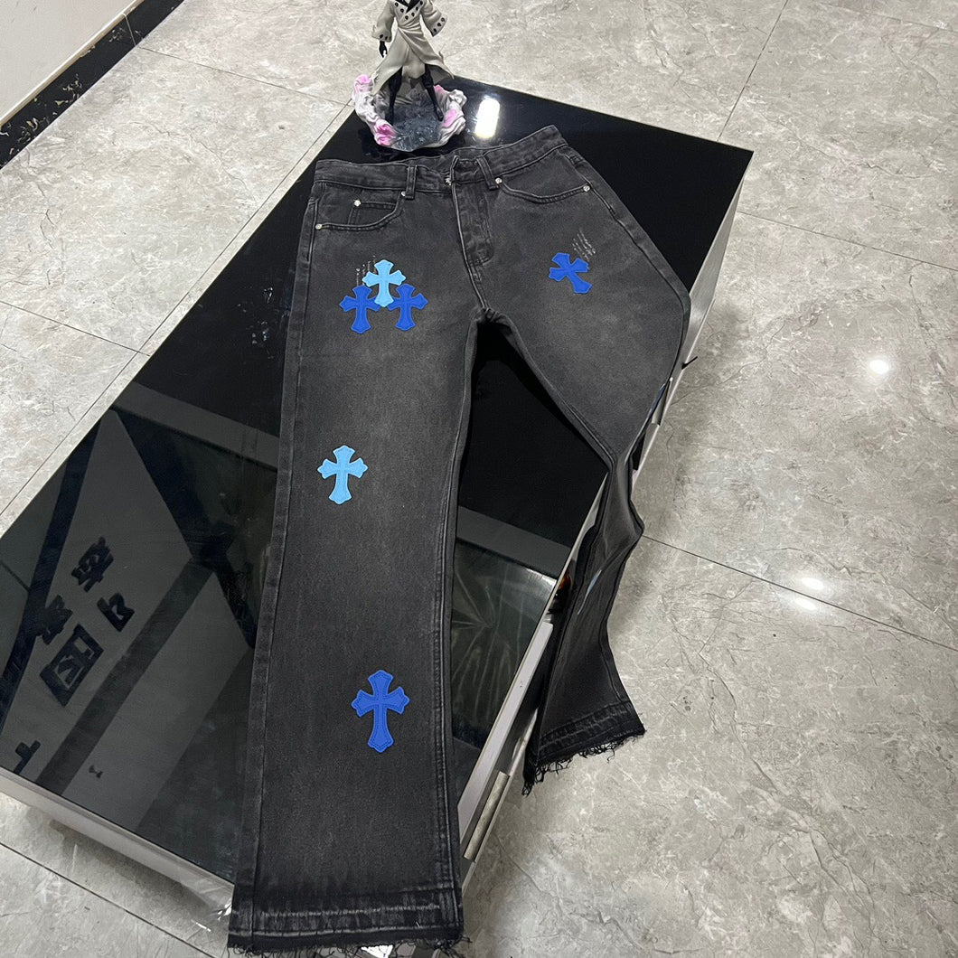 CH black denim with blue crosses