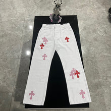 Load image into Gallery viewer, CH white red pink cross denim
