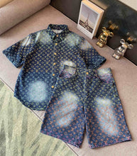 Load image into Gallery viewer, Monogram multicolor logo denim summer set
