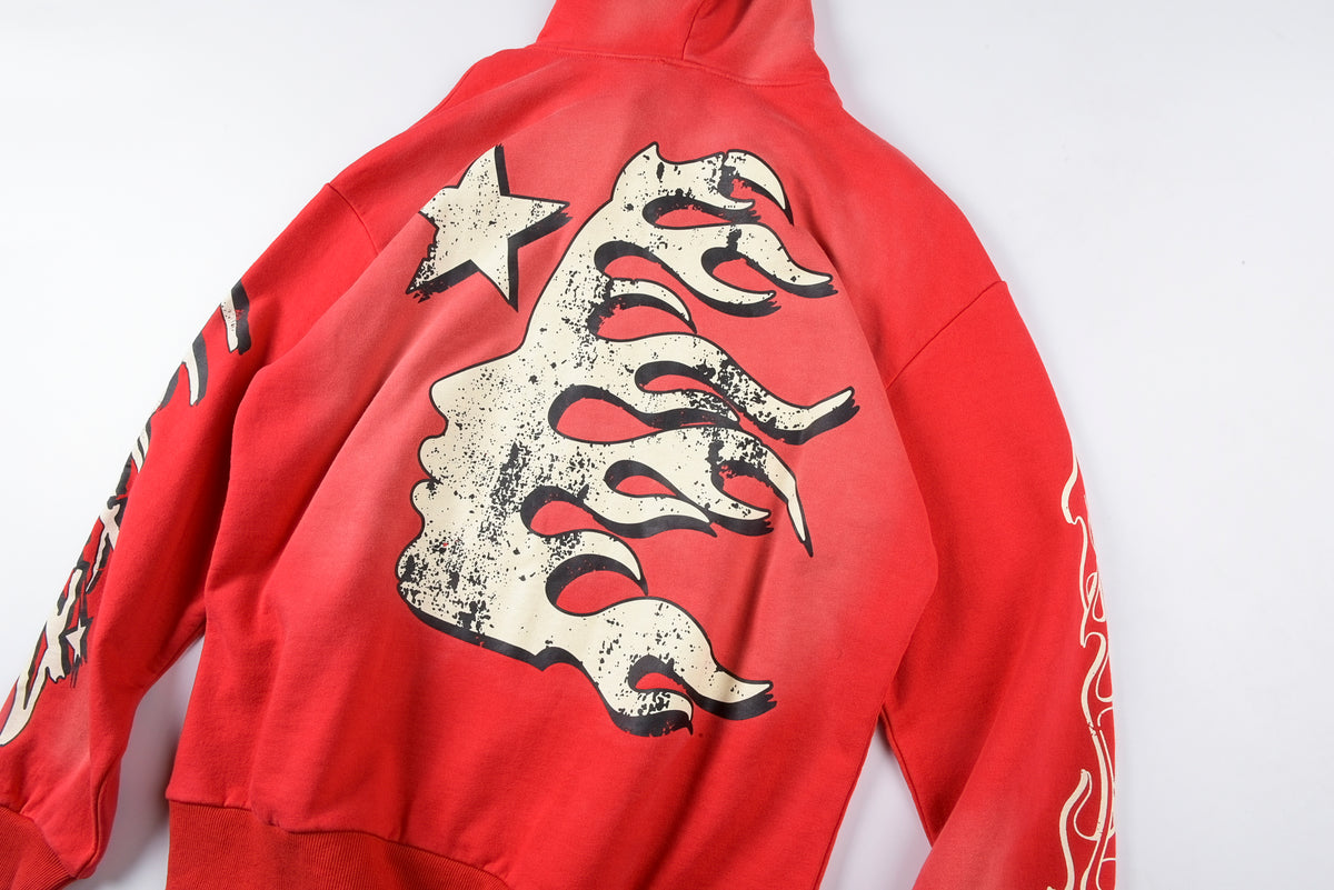 Hellstar rockstar records red hoodie – Ready2shipnyc