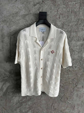 Load image into Gallery viewer, 202 CASABLANCA White Short Sleeve Cotton Knitted Shirt with Pearl Buttons
