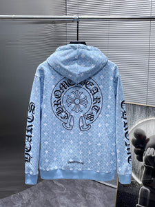 CH baby blue white detail zip up hoodie