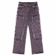 Load image into Gallery viewer, Monogram purple distressed flare denim
