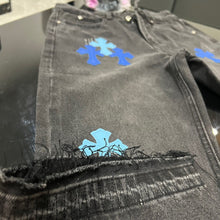 Load image into Gallery viewer, CH black denim with blue crosses
