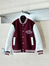 Load image into Gallery viewer, LU2160 1V Monogram Leater Sleeve Patchwork Varsity Jacket

