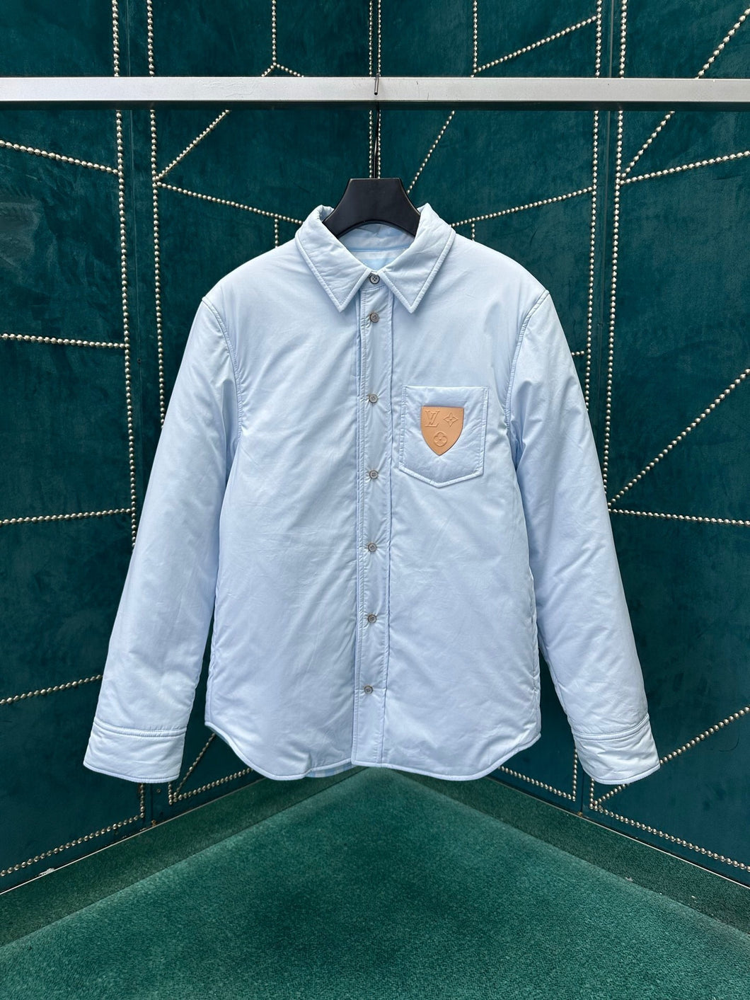 LU2168 1V Striped Monogram Long Sleeve Quilted Jacket Shirt