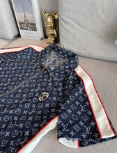 Load image into Gallery viewer, Monogram denim zip up summer set
