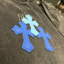 Load image into Gallery viewer, CH black denim with blue crosses
