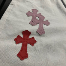 Load image into Gallery viewer, CH white red pink cross denim
