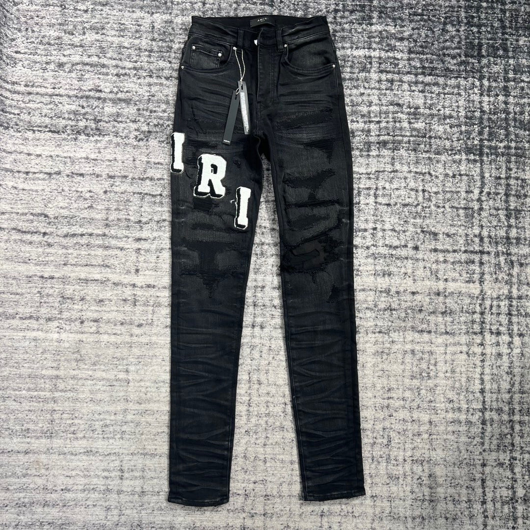 Amiri fuzzy letter denim