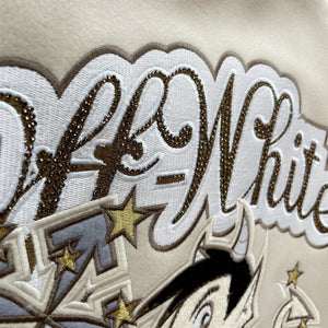 OFF cream varsity jacket