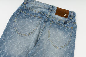 Monogram denim ebossed jeans