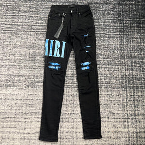 Amiri sky blue black denim