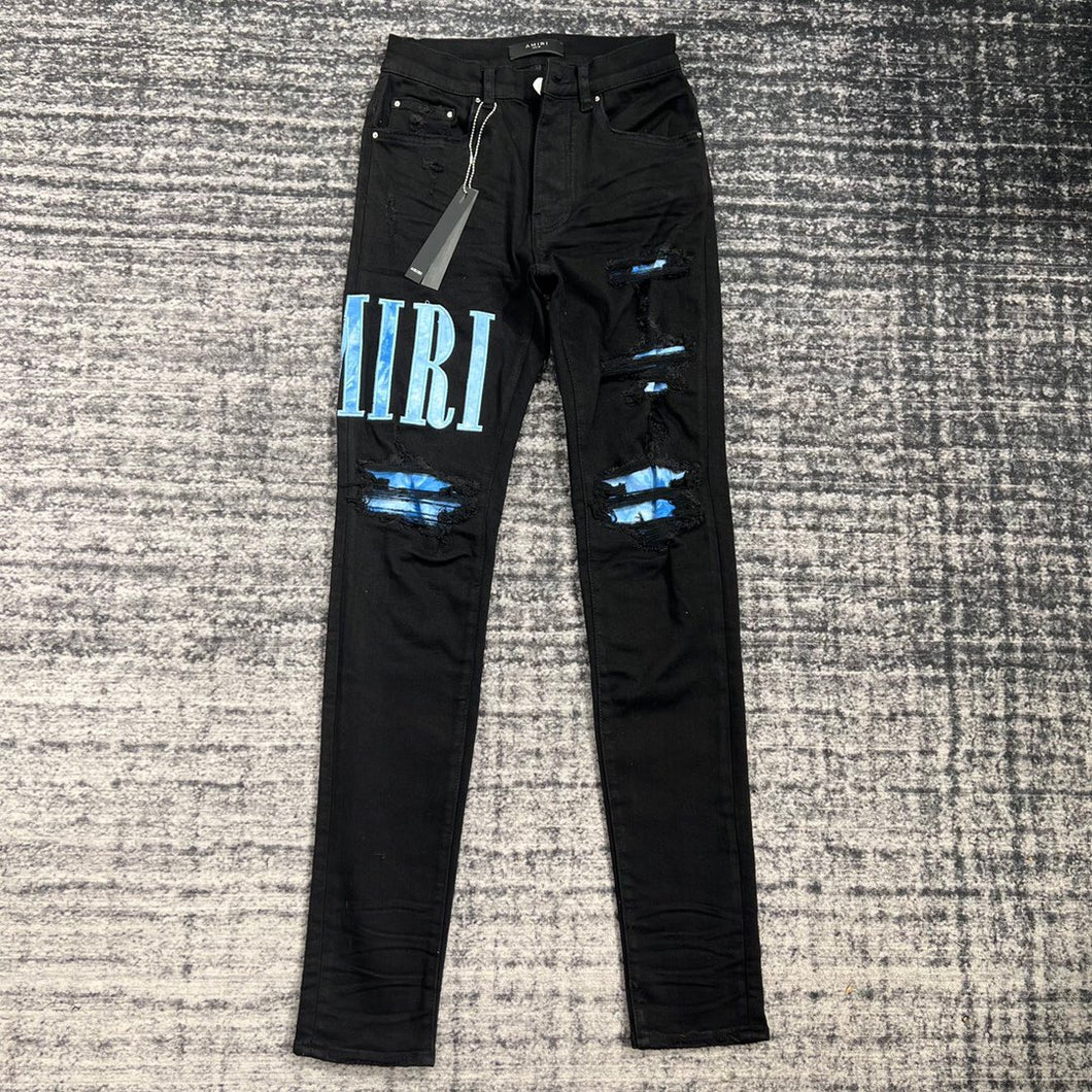 Amiri sky blue black denim