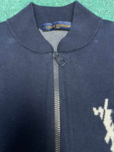 Load image into Gallery viewer, Monogram navy logo sleeve zip up
