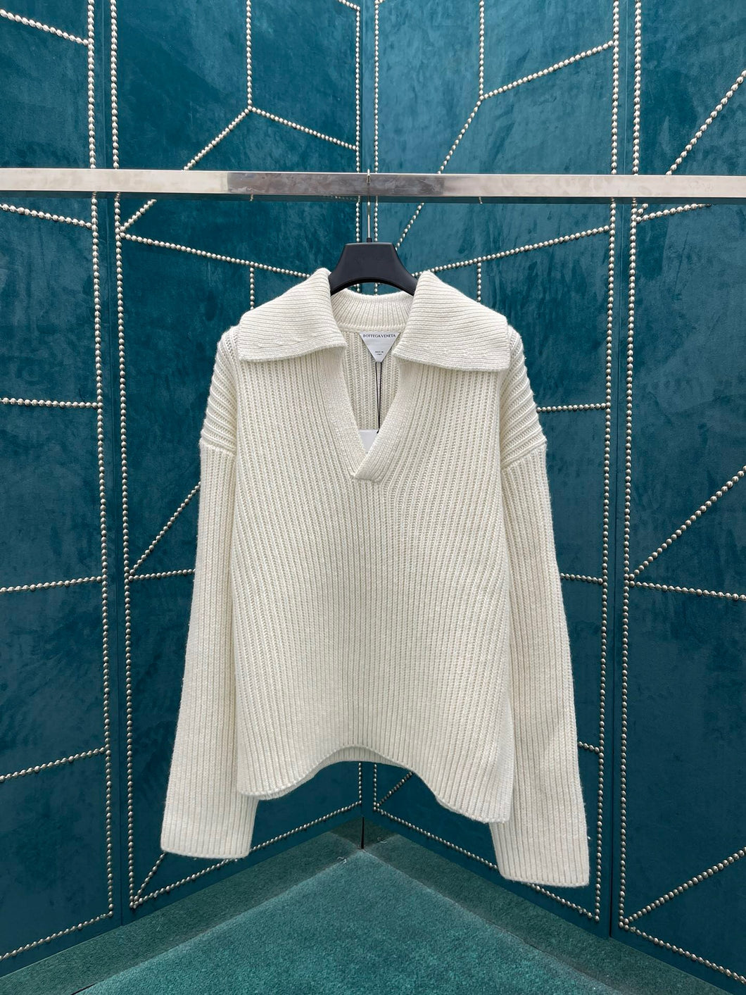Bottega long sleeve knit open neck shirt