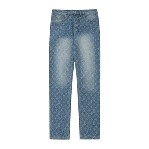 Monogram denim ebossed jeans