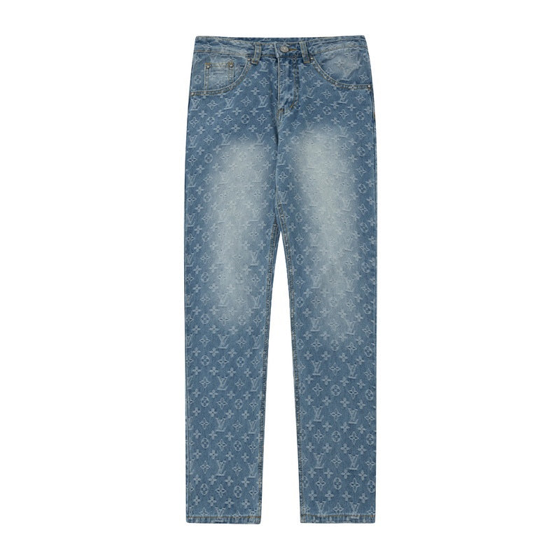 Monogram denim ebossed jeans – Ready2shipnyc