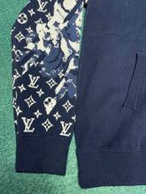 Load image into Gallery viewer, Monogram navy logo sleeve zip up
