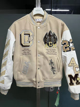 Load image into Gallery viewer, OFF cream varsity jacket
