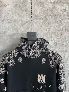 Amiri black and white paisley print hoodie