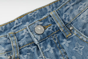 Monogram denim ebossed jeans