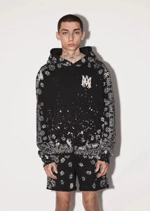 Amiri black and white paisley print hoodie