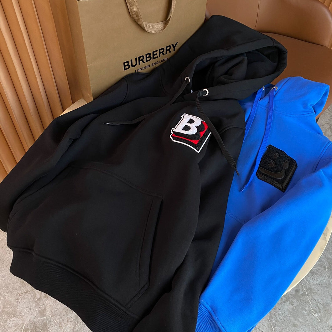 Berry furry B logo hoodie