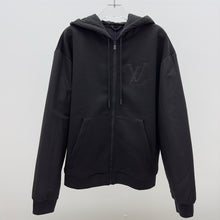 Load image into Gallery viewer, Monogram black out zip up hoodie
