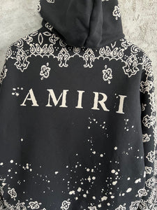 Amiri black and white paisley print hoodie