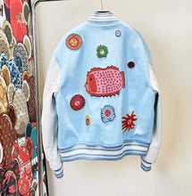 Load image into Gallery viewer, Monogram light blue varsity jacket
