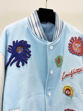 Load image into Gallery viewer, Monogram light blue varsity jacket
