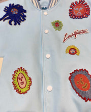 Load image into Gallery viewer, Monogram light blue varsity jacket
