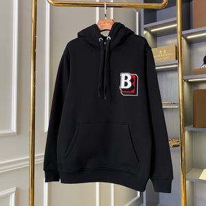 Berry furry B logo hoodie