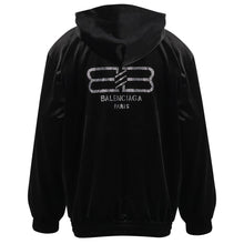 Load image into Gallery viewer, BB velvet rhinestone zip up hoodie
