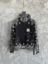 Load image into Gallery viewer, Amiri black and white paisley print hoodie
