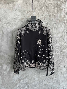 Amiri black and white paisley print hoodie