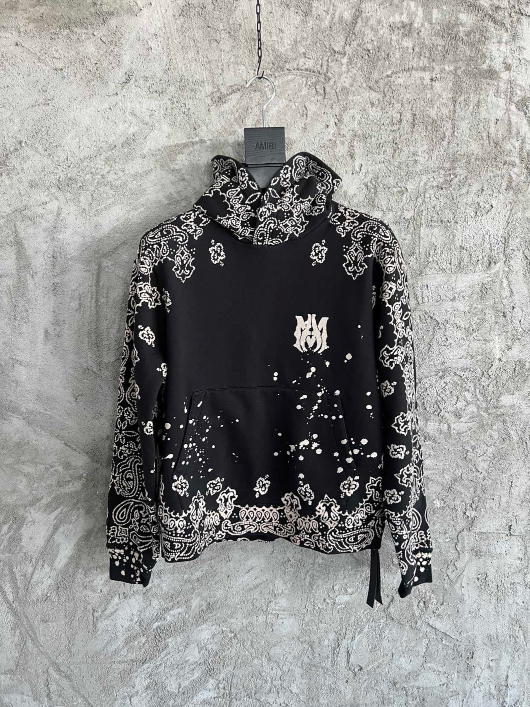 Amiri black and white paisley print hoodie