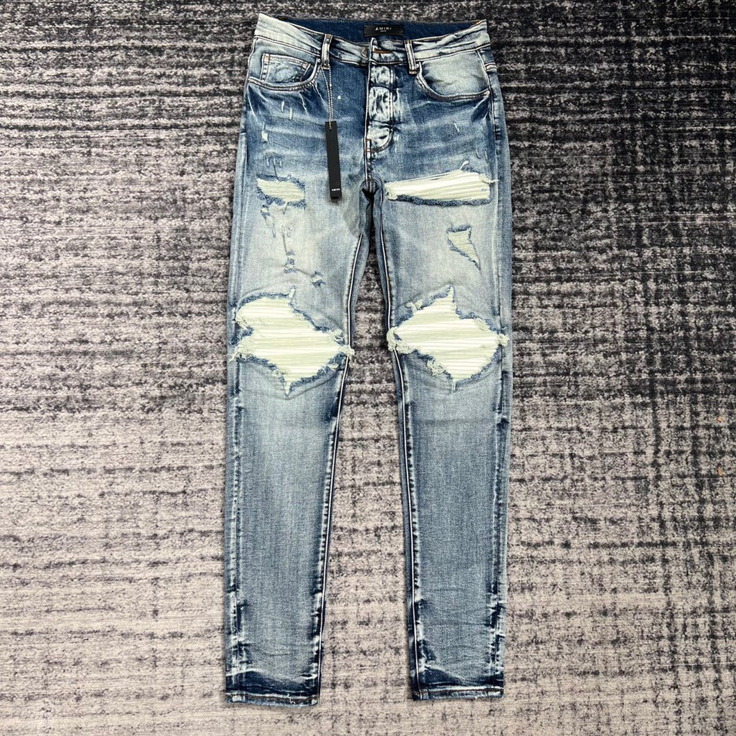 Amiri white patek blue denim