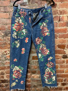 Flower print denim