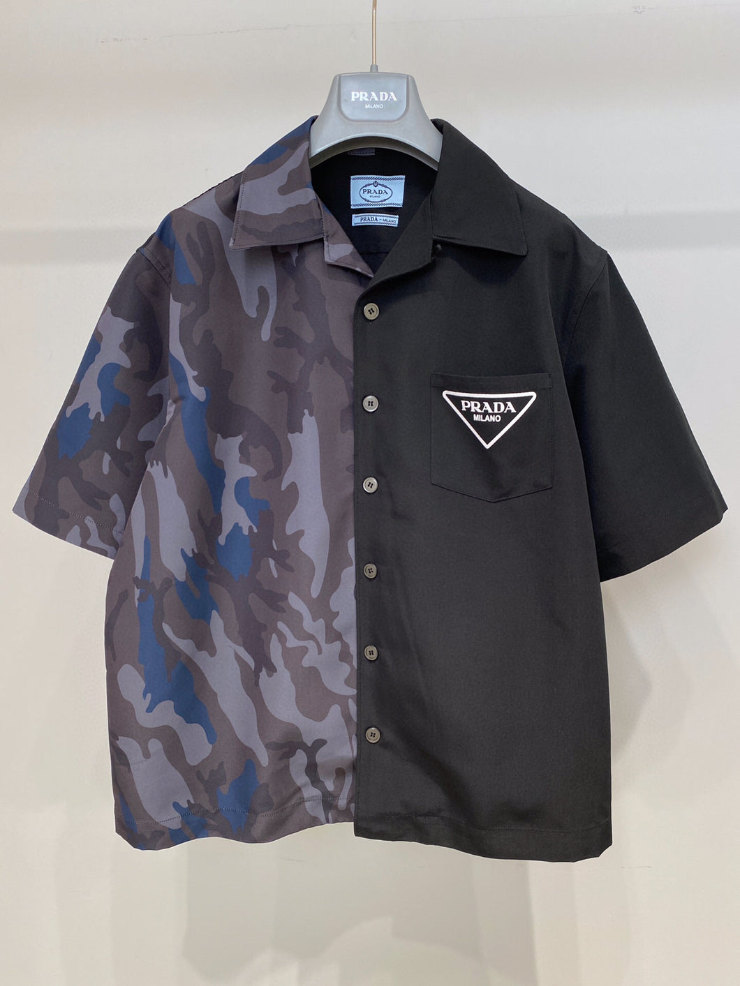 Prada spilt black camo shirt
